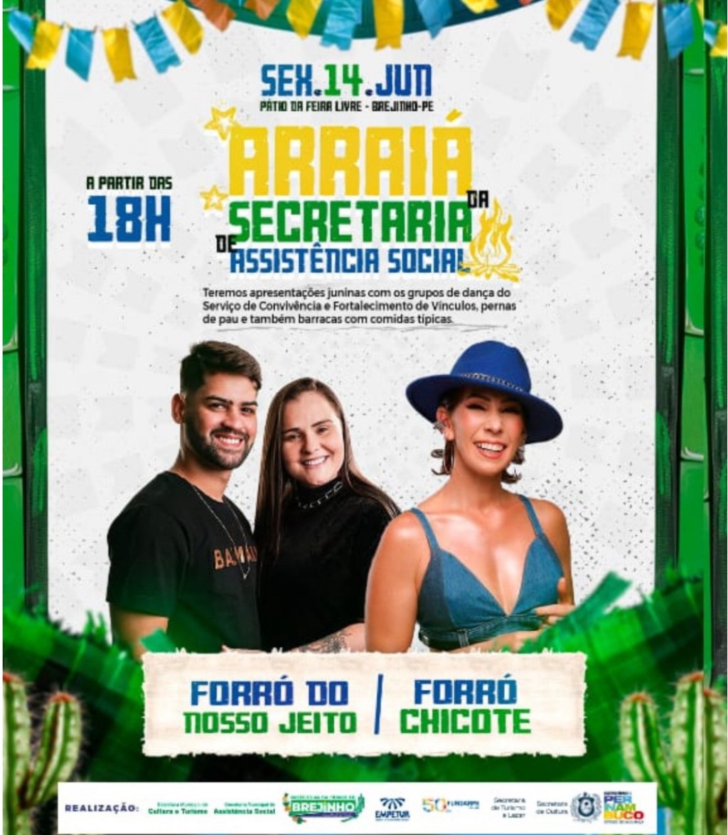Arraiá da Secretaria de Assistência Social agita Brejinho nesta&nbsp;sexta-feira(14)