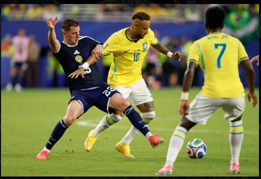 Com brilho de Vini Jr. e volta de Neymar, Brasil bate Escócia na Copa do&nbsp;Mundo